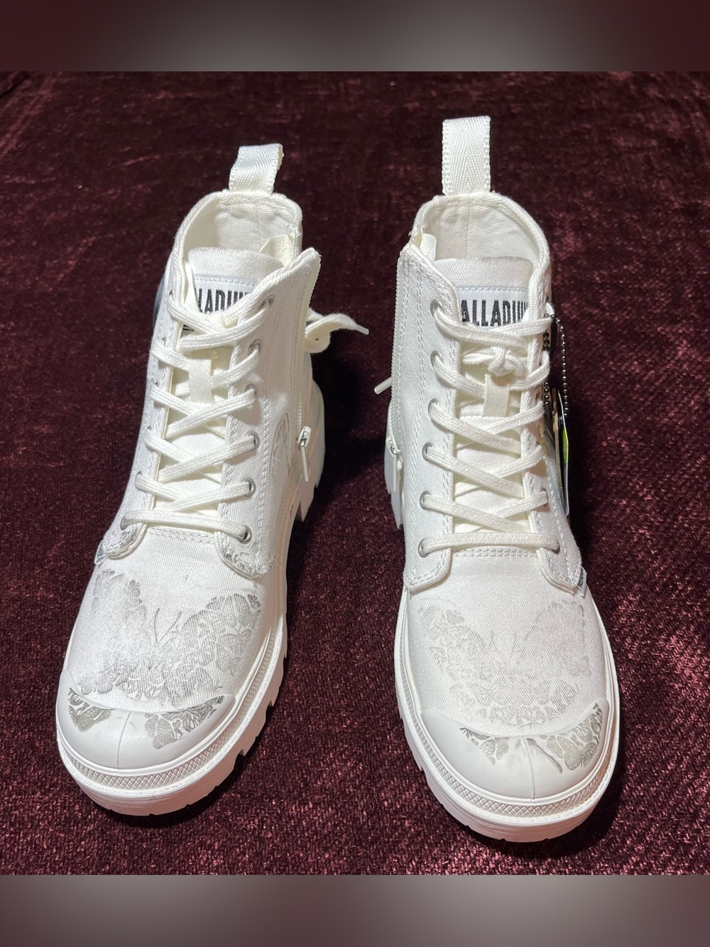 Palladium white High-Top Lace-Up Canvas Sneakers